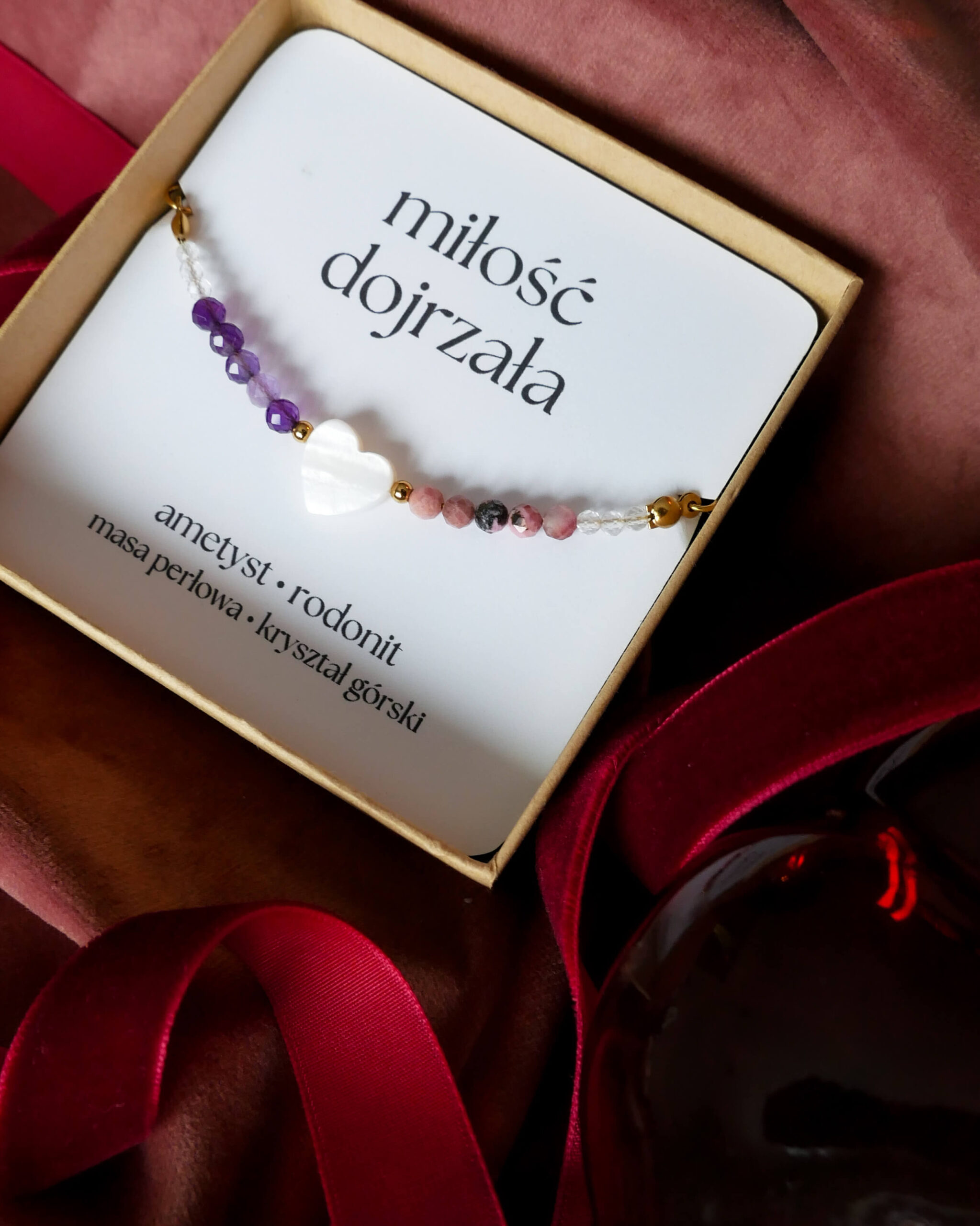 Miłość dojrzała / miłość trwała - bransoletka z ametystem i rodonitem - obrazek 2